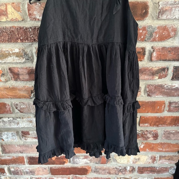 Aerie Black Cotton Tiered Babydoll Mini Dress, M - Picture 5 of 7